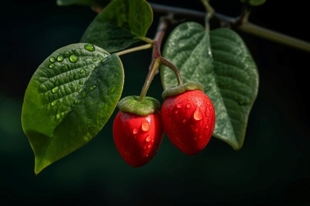 Czerwone jagody makro Drzewo natura porzeczka Generuj AI