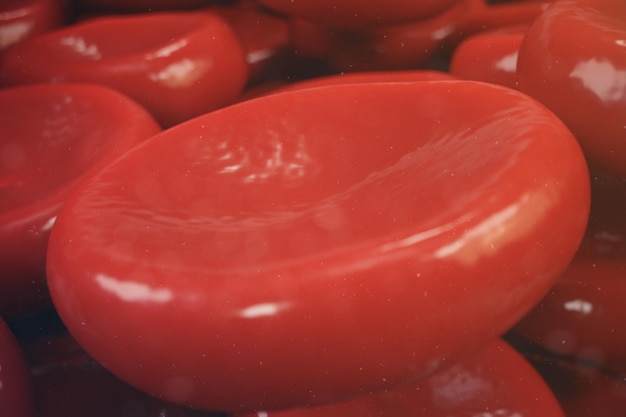 Zdjęcie czerwone krwinki, leukocyty lub białe krwinki, to komórki układu odpornościowego, infekcja. pojęcie medyczne człowieka. ilustracja 3d.