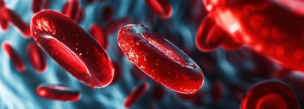 Czerwone krwinki płynące w naczyniu krwionośnym