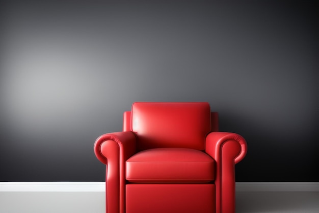 Zdjęcie czerwone krzesło przed ciemną ścianą