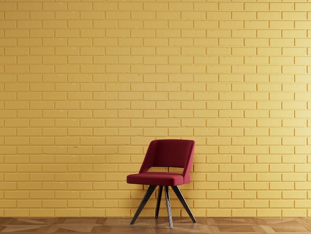 Czerwone krzesło w nowoczesnym stylu stojący przed murem