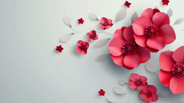 Czerwone kwiaty papierowe w Internecie Wanner jest przeznaczony na wiosenną sprzedaż Ilustracja realistycznych kwiatów, które mogą być używane w czasopismach online i broszurach sklepowych
