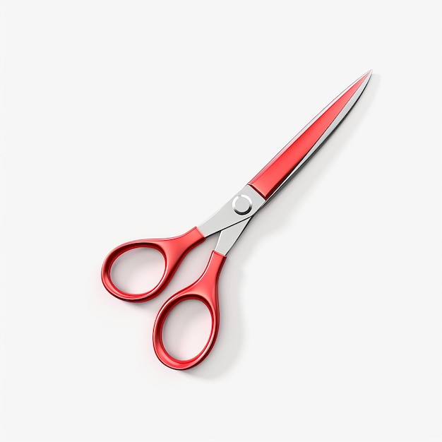 Czerwone nożyczki ikona renderowania 3d na na białym tle