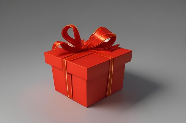 Czerwone pudełko z prezentami, czerwona wstążka, noworoczna koncepcja.