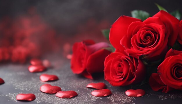 Czerwone róże na czarnym tle z przestrzenią do kopiowania Tło na Dzień Walentynek