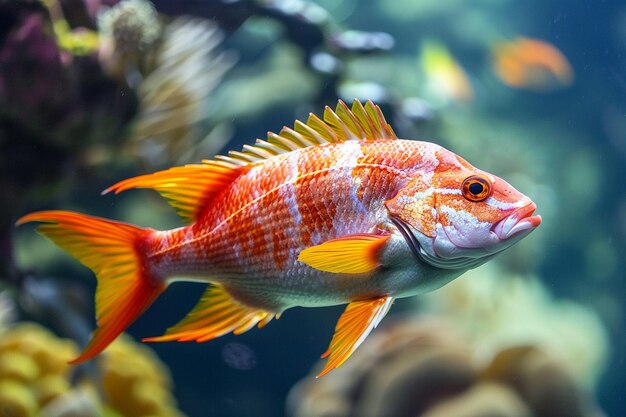 Czerwone ryby pływające wzdłuż rafy koralowej