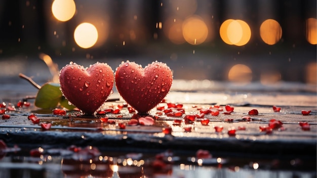 Czerwone serce na Walentynki z słodkim i romantycznym momentem