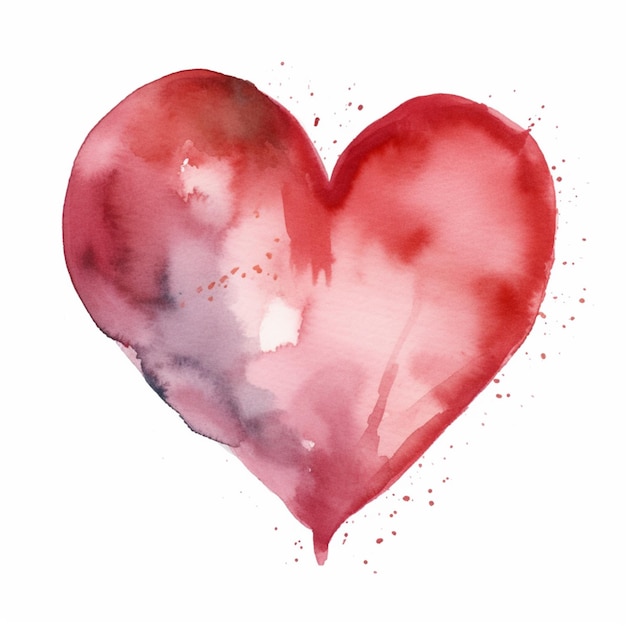 Czerwone serce z fioletową i czerwoną farbą.
