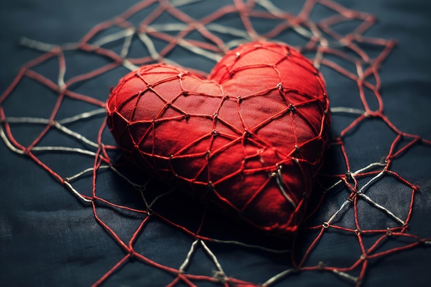Zdjęcie czerwone serce z kolcami i igłami koncepcja złamania serca