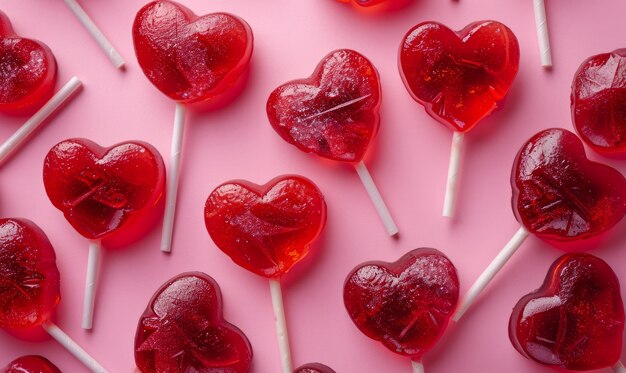 Czerwone słodycze w kształcie serca na Walentynki
