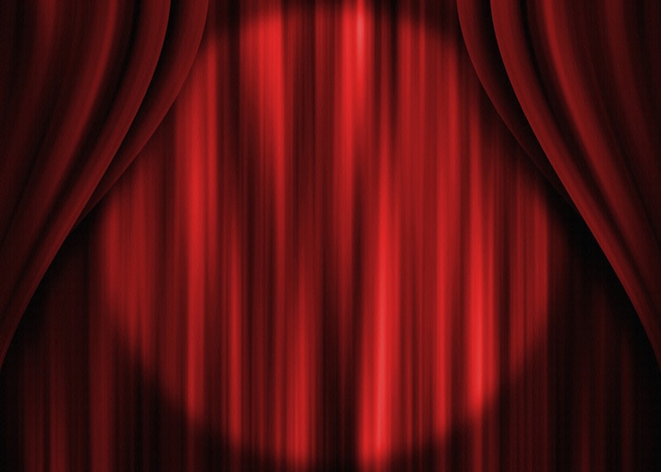 Zdjęcie czerwone światło kurtyny teatralnej