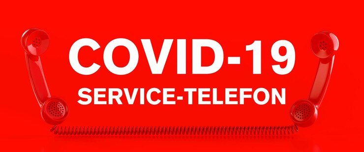 Zdjęcie czerwone telefony infolinia pomocy w nagłych wypadkach corona z niemieckim tekstem service telefon