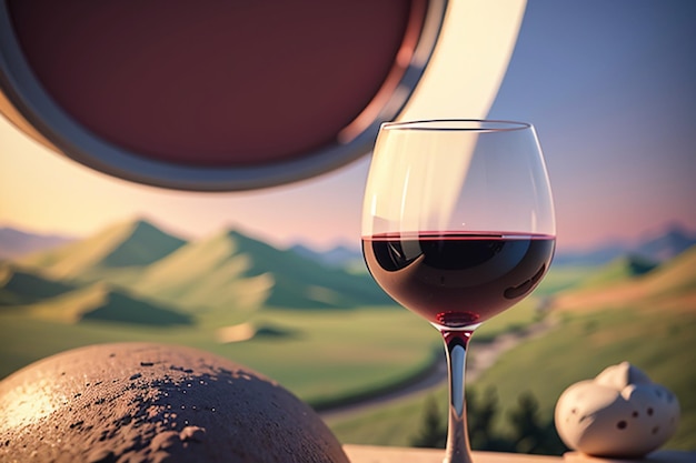 Zdjęcie czerwone wino lafite kieliszek do wina czara elegancki romantyczny napój tapeta tło ilustracja