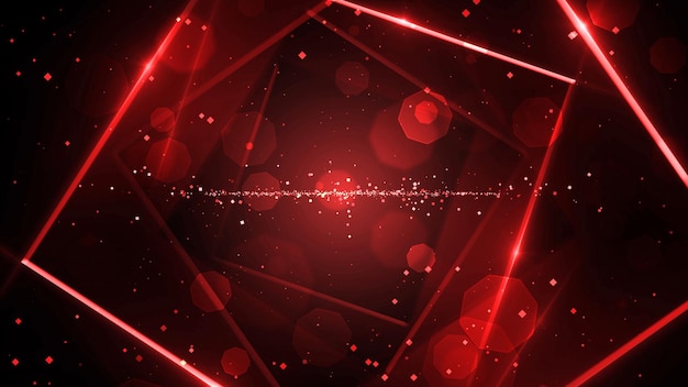 Czerwone wirtualne abstrakcyjne tło tunel kosmiczny z neonowymi światłami liniowymi Portal rzeczywistości tunel łukowy