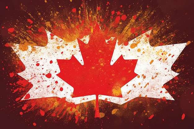 Czerwono-biała flaga kanadyjska ze słowem kanada.
