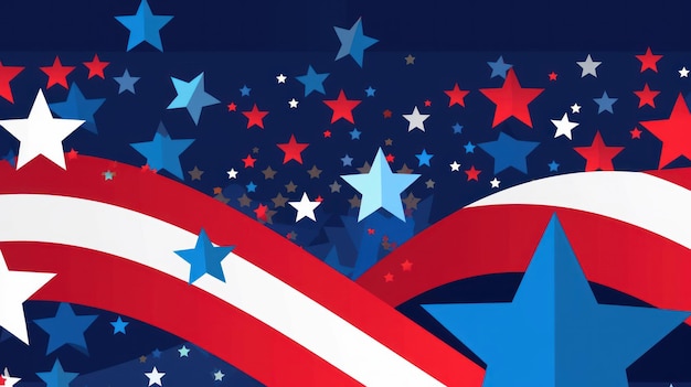 Czerwono-biało-niebieska gwiazda na niebieskim tle z napisem „amerykańska niezależność”.