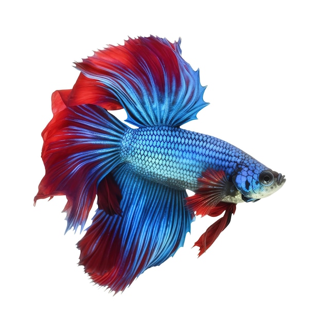 Czerwono-niebieska ryba betta z długim ogonem