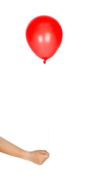 Czerwony Balon Dęty Odizolowywający Na Białym Tle