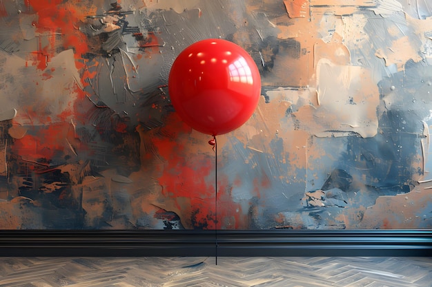 Czerwony balon na drewnianej podłodze