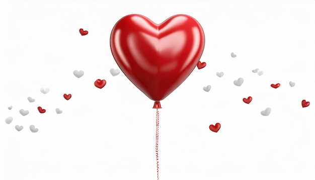 Zdjęcie czerwony balon w kształcie serca na białym tle
