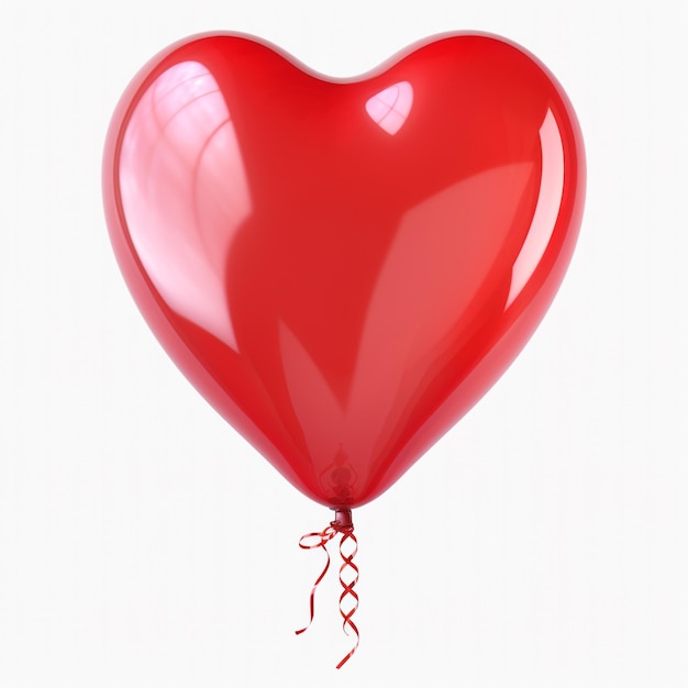 Czerwony balon w kształcie serca na przezroczystym tle z generowaniem Ai