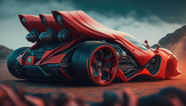 Czerwony batmobil z filmu Batman.
