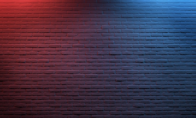 Zdjęcie czerwony błękit zaświecający ceglany tło