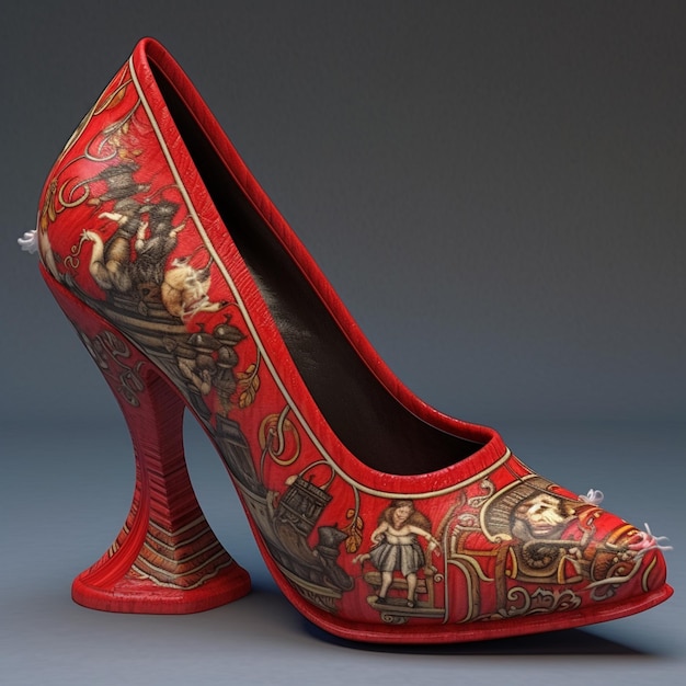 Czerwony but z wizerunkiem kobiety
