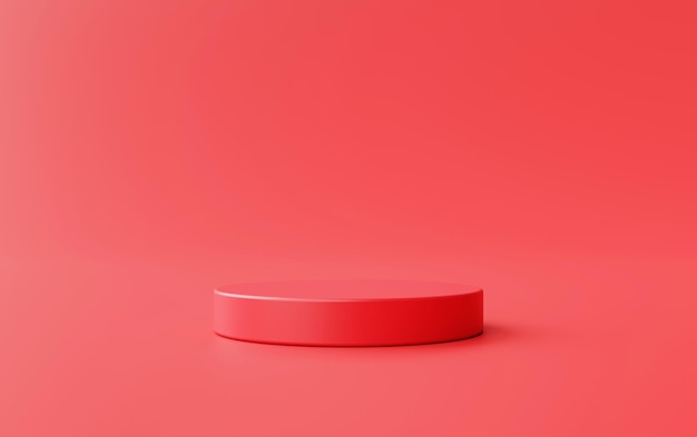 Czerwony cylinder minimalna platforma do wyświetlania produktu na cokole do umieszczania produktu w tle ilustracja 3d