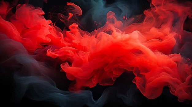 Czerwony czarny pigment wirujący atrament abstrakcyjne tło płynna farba dymna podwodna generowana przez AI