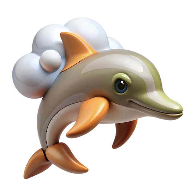 czerwony delfin z czerwonym dziobem i żółty delfin na dnie