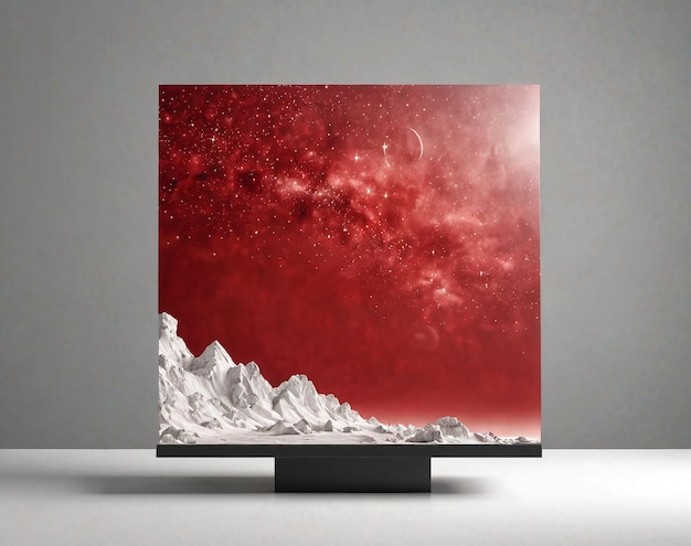 czerwony i biały abstrakcyjny obraz na czarnym stojaku