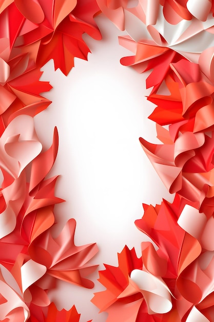 Czerwony i biały papier z ramką na tekst Makieta transparentu Happy Canada Day Kolory flagi Kanady