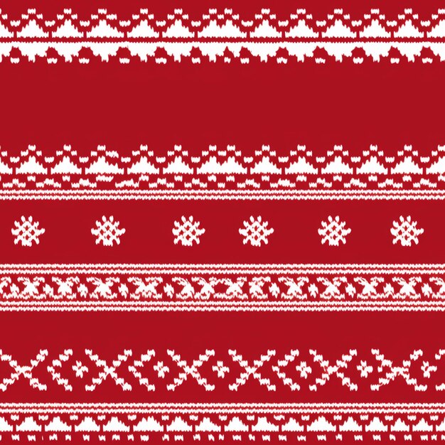 Zdjęcie czerwony i biały świąteczny sweter z płatkami śniegu i sercami