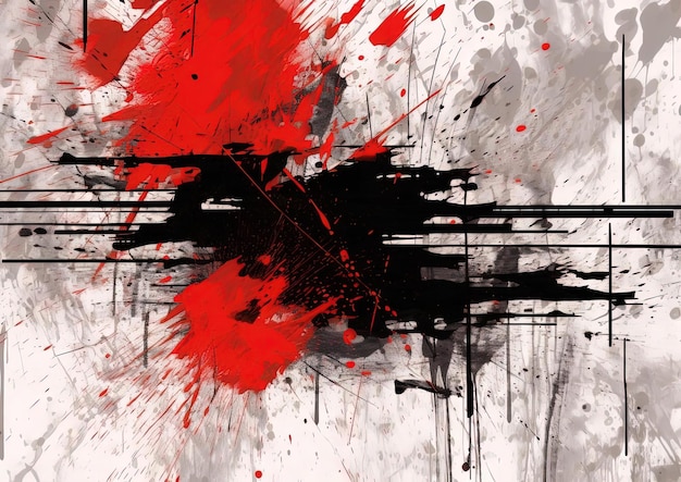 czerwony i czarny abstrakcyjny obraz na białym tle w stylu grunge grungy