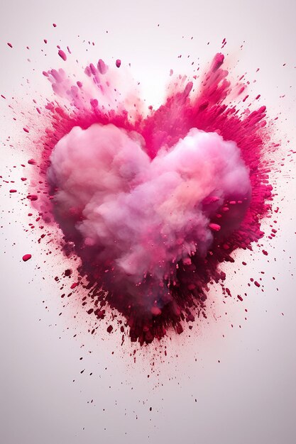 Zdjęcie czerwony i różowy kolor wybuchającego serca na walentynki