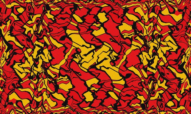 Zdjęcie czerwony i żółty z czarną linią kreskówki abstrakcyjnej sztuki tła