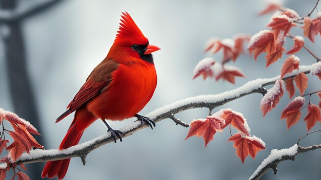Czerwony kardynał na gałęzi