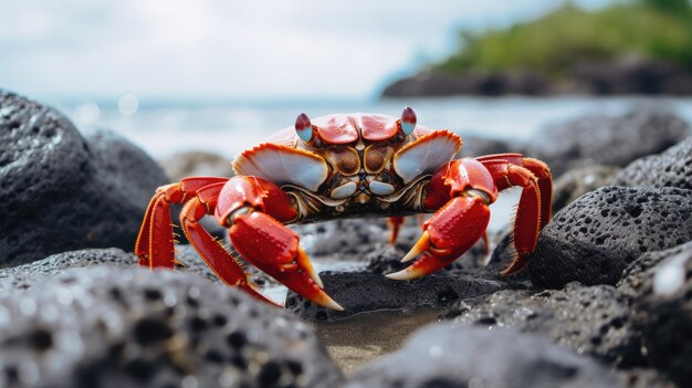 Czerwony krab na plaży