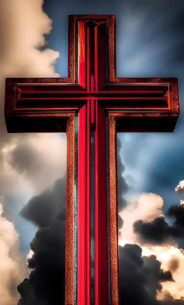 Czerwony krzyż z napisem Jezus