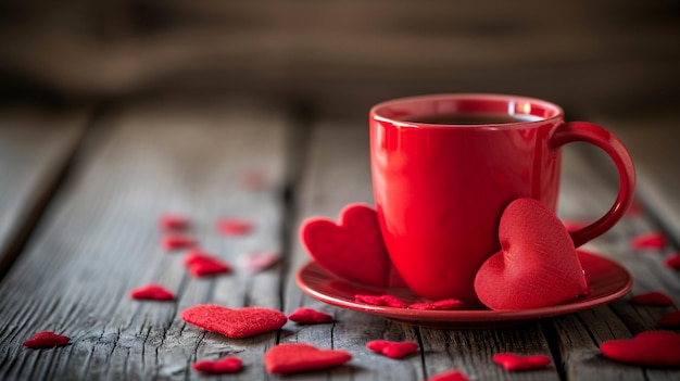 Czerwony kubek kawowy w kształcie serca Generative Ai