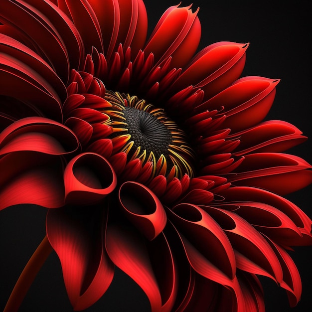 Czerwony kwiat z dużym środkiem, który ma duży środek.