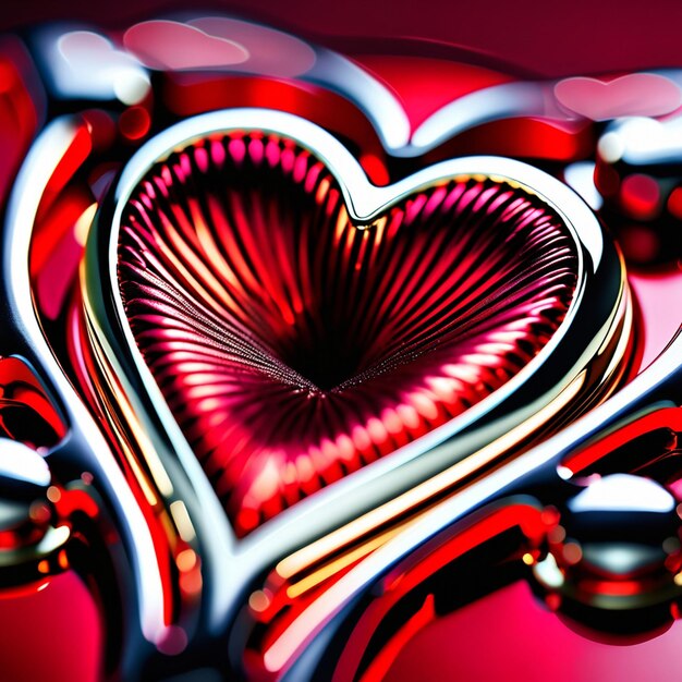 Zdjęcie czerwony metaliczny miłość serce abstrakcyjne tło