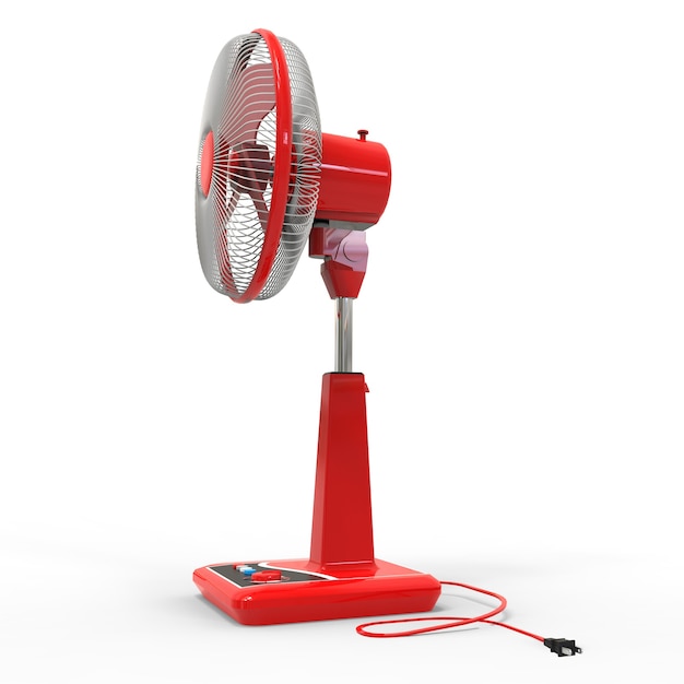 Czerwony Model Wentylatora Elektrycznego Z Renderowaniem Przycisków Sterowania