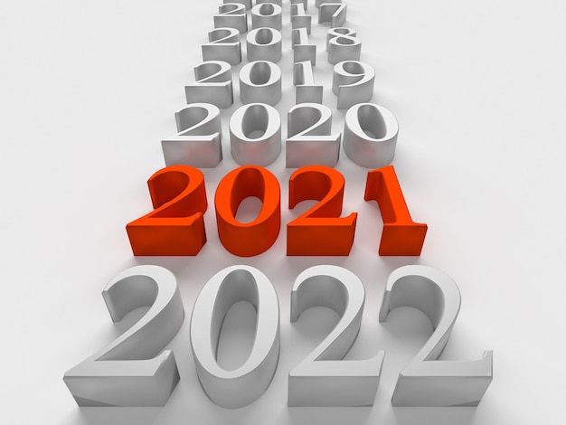 Czerwony numer nowego 2021 roku blisko starych lat