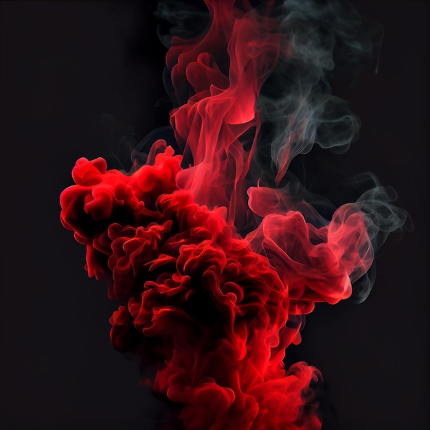 Zdjęcie czerwony ogień i dym na czarnym tle
