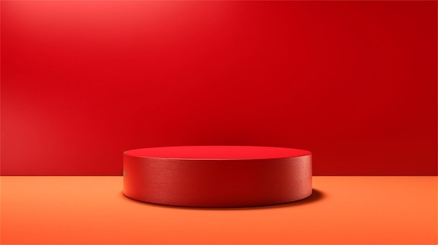 Czerwony okrągły podium na czerwonym tle 3D rendering 3D ilustracja