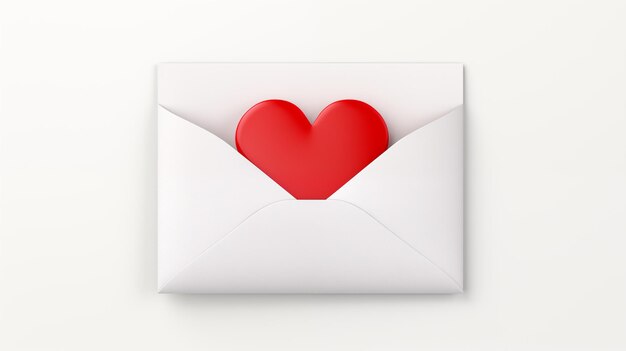 Zdjęcie czerwony papier z sercem w kopertce na ślub i walentynki