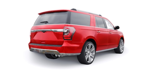 Czerwony Premium rodzinny SUV na białym tle renderowania 3d