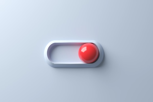 Zdjęcie czerwony przycisk przełączania w projekcie renderowania 3d.